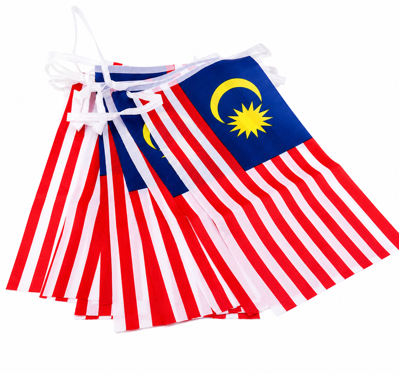 Hanging Malaysia Flag Bunting Flag Flagline Bendera Malaysia 6"x12" (1 strip 15 flag)