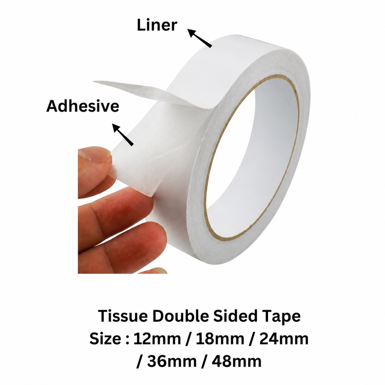 Double Sided Tissue Tape 6mm/ 12mm / 18mm / 24mm X 10Y