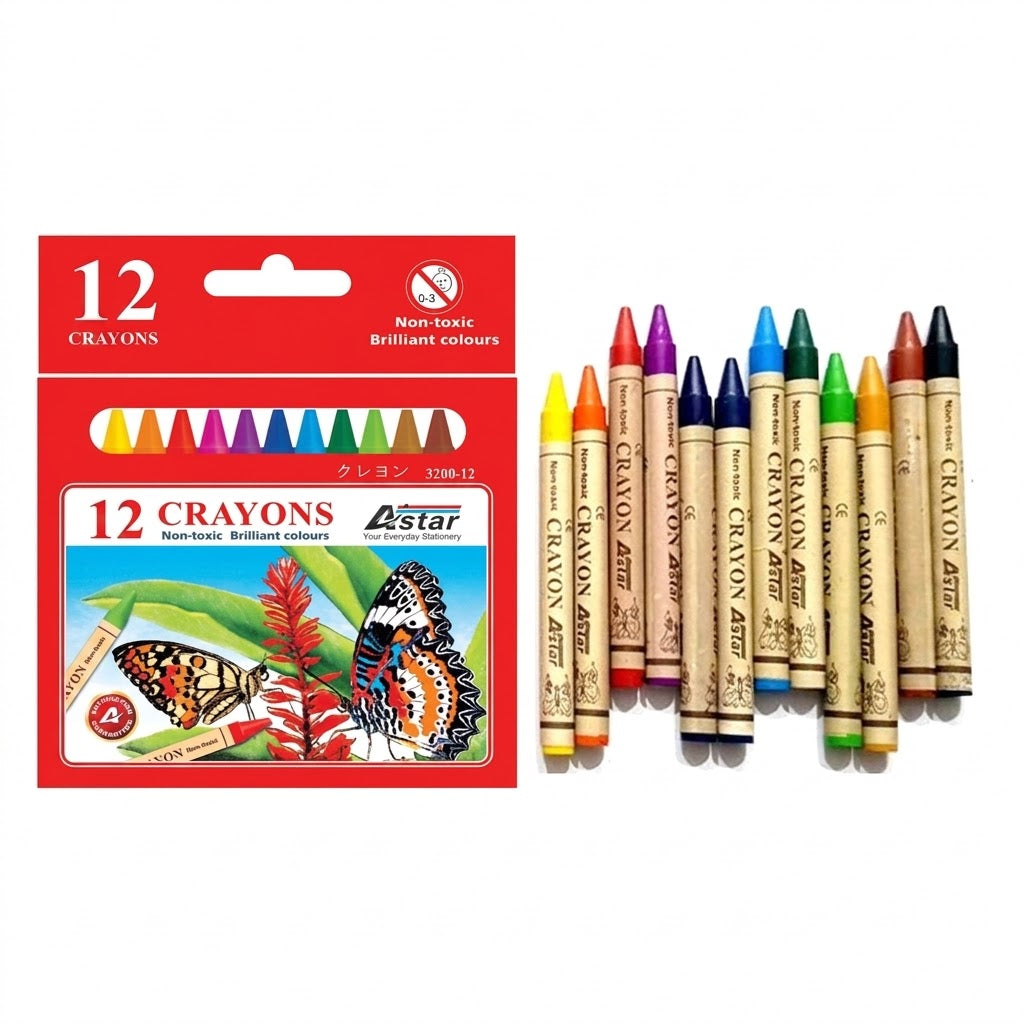 Astar 12/ 24 Crayons Non Toxic Brilliant Colour (3200-12)