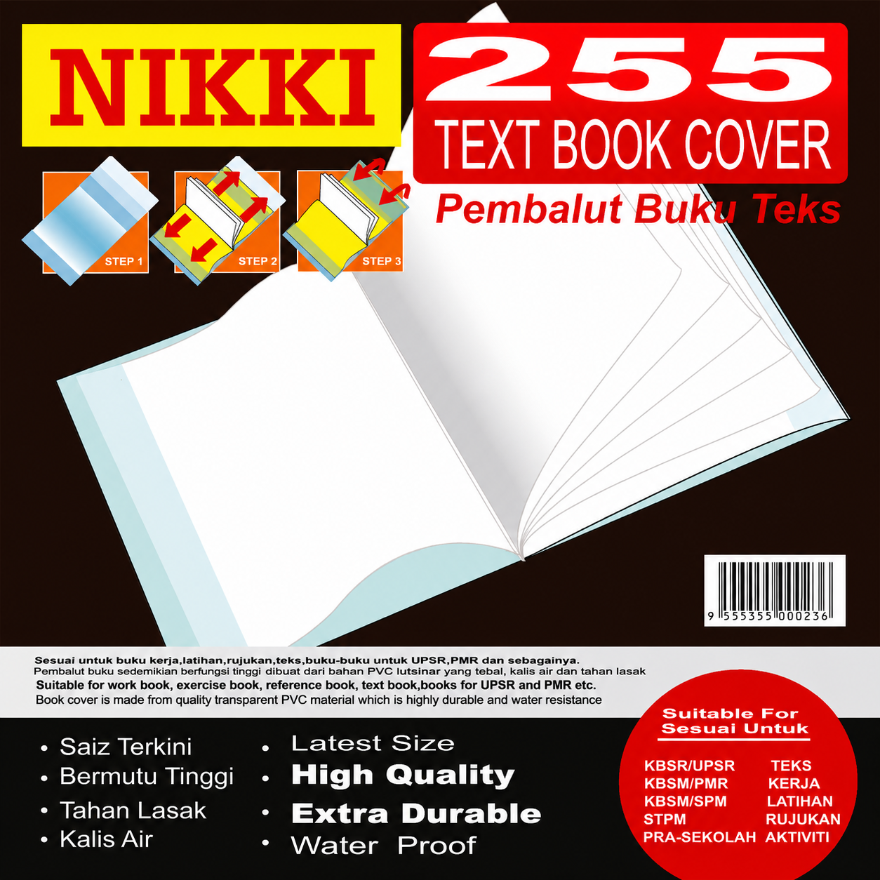 Astar/Sanko Star/Nikki Clear Exercise Book Cover / Text Book Cover / Activity Book / Pembalut Buku 10'S