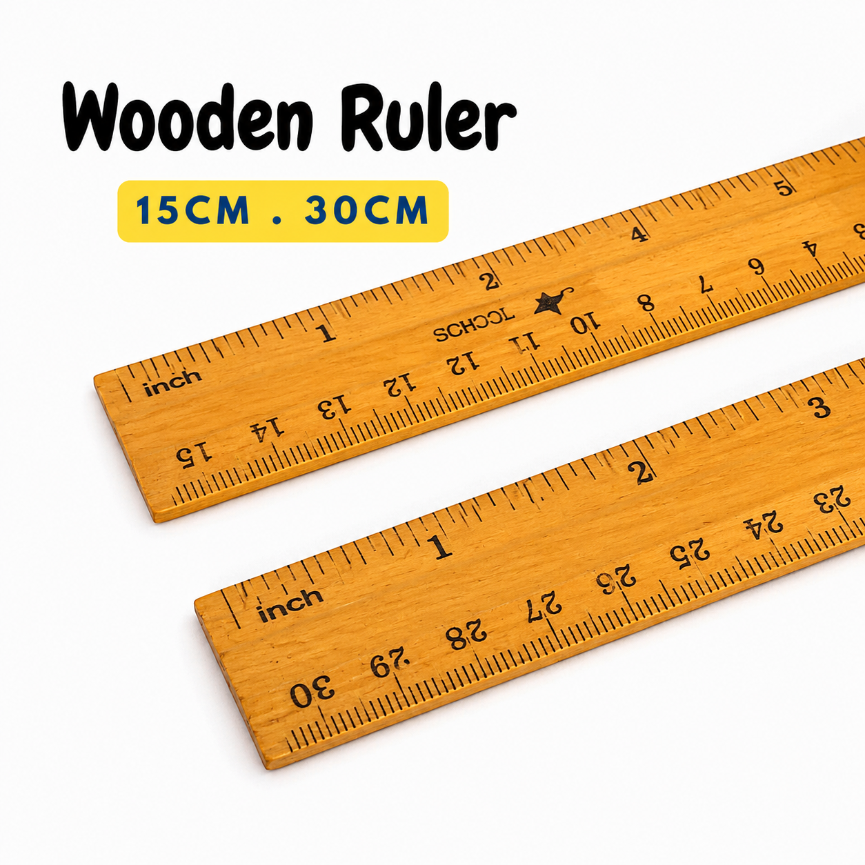 Wood Ruler/Pembaris Kayu 6" / 12" inch