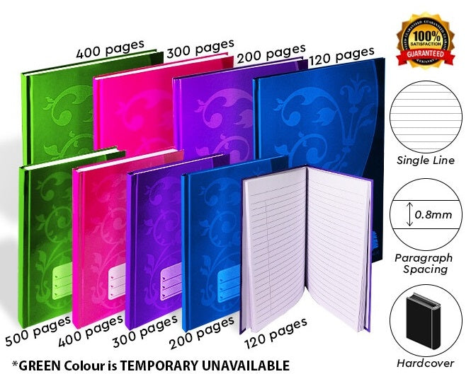 Uni F5 Hard Cover Quarto Book Short Exercise Book (Single Line)