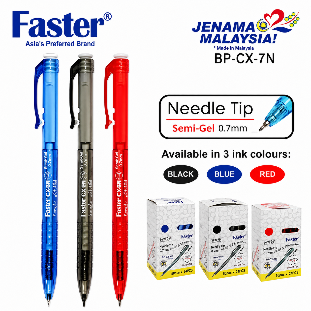 Faster CX5N/ CX7N Retractable Ball Pen (0.5/ 0.7)