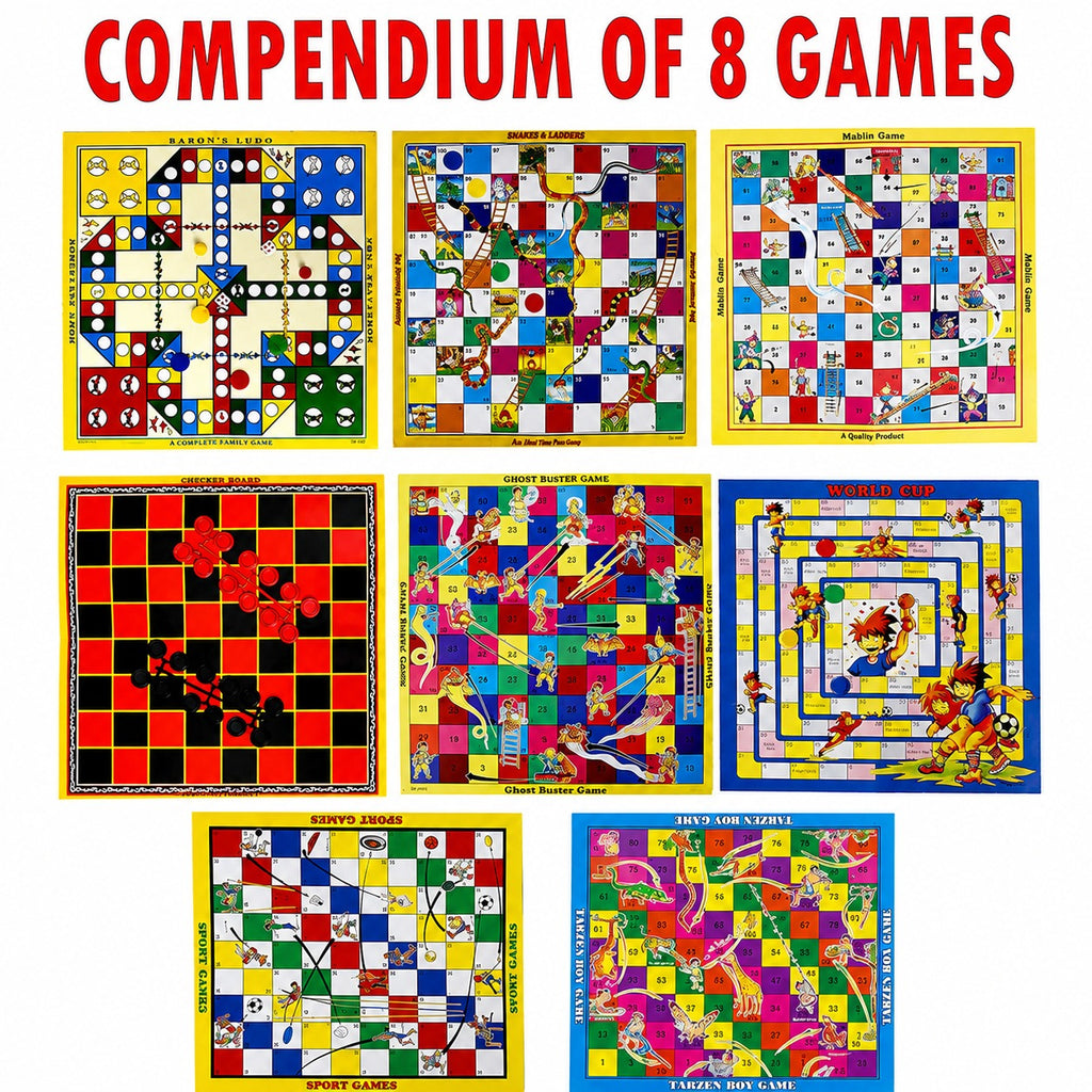 Compendium of 8 Board Games In 1 For Multiplayers HT8000