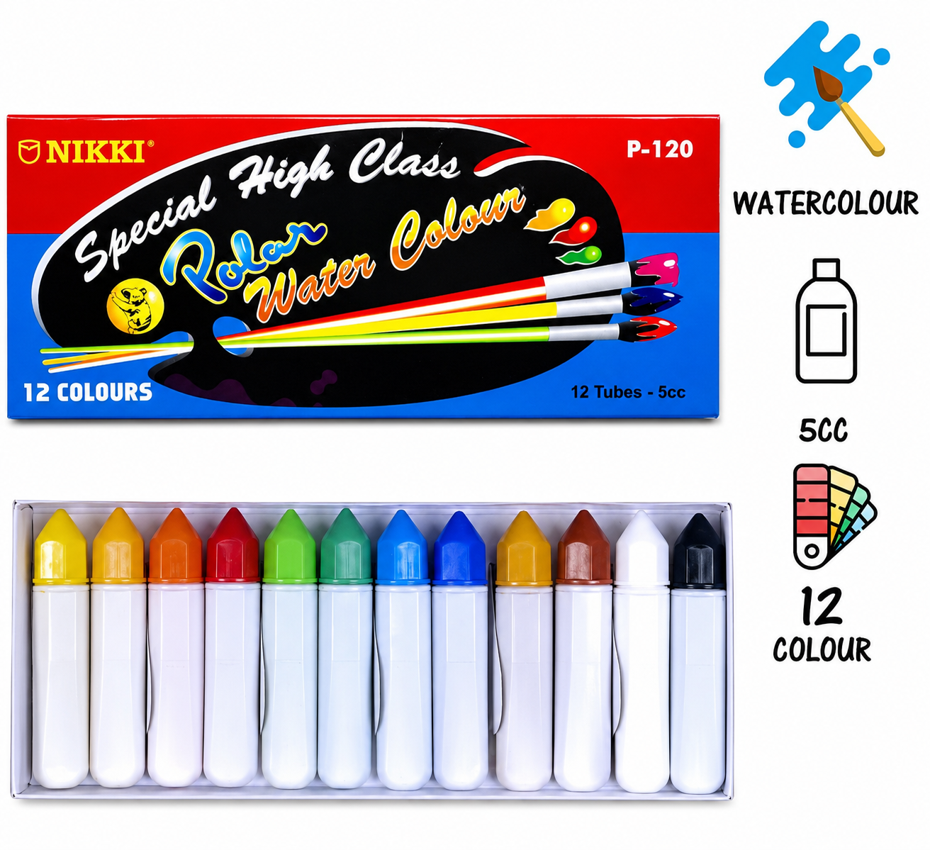 Nikki Water 12 Colour/ Warna Air Lukisan/ Art Water Color P120
