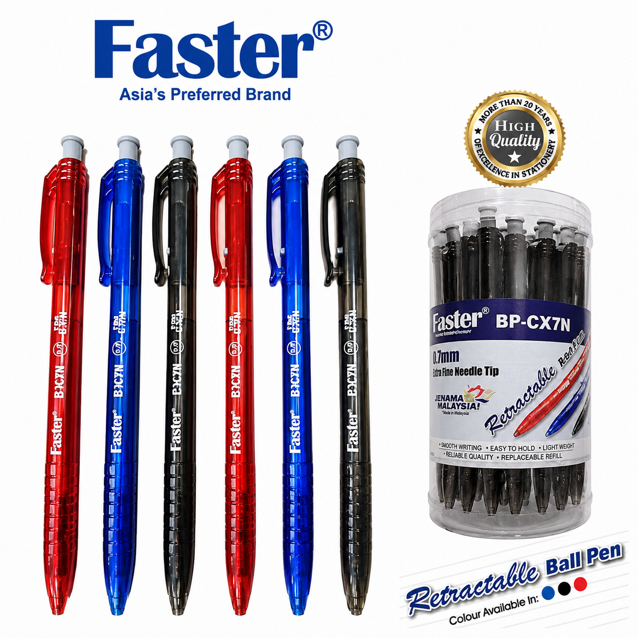 Faster CX5N/ CX7N Retractable Ball Pen (0.5/ 0.7)