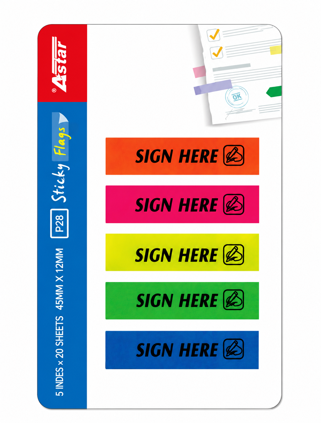 Astar Removable PET 'Sign Here' Sticky Note P27/P28/BQ01