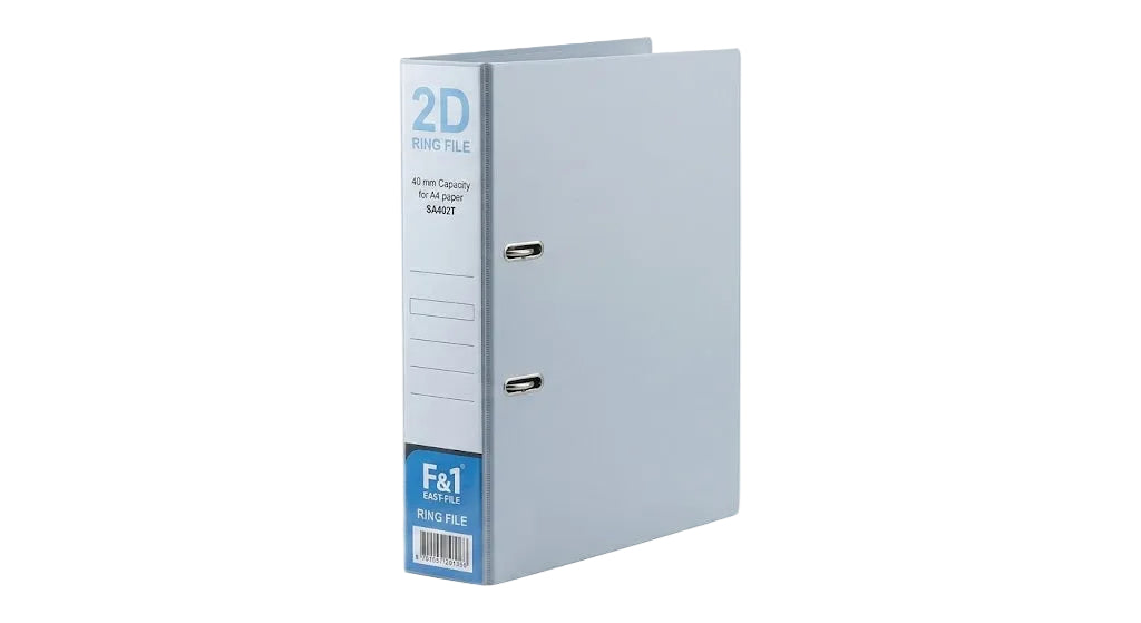 East File F1 PVC 2D Ring File A4 White 40mm