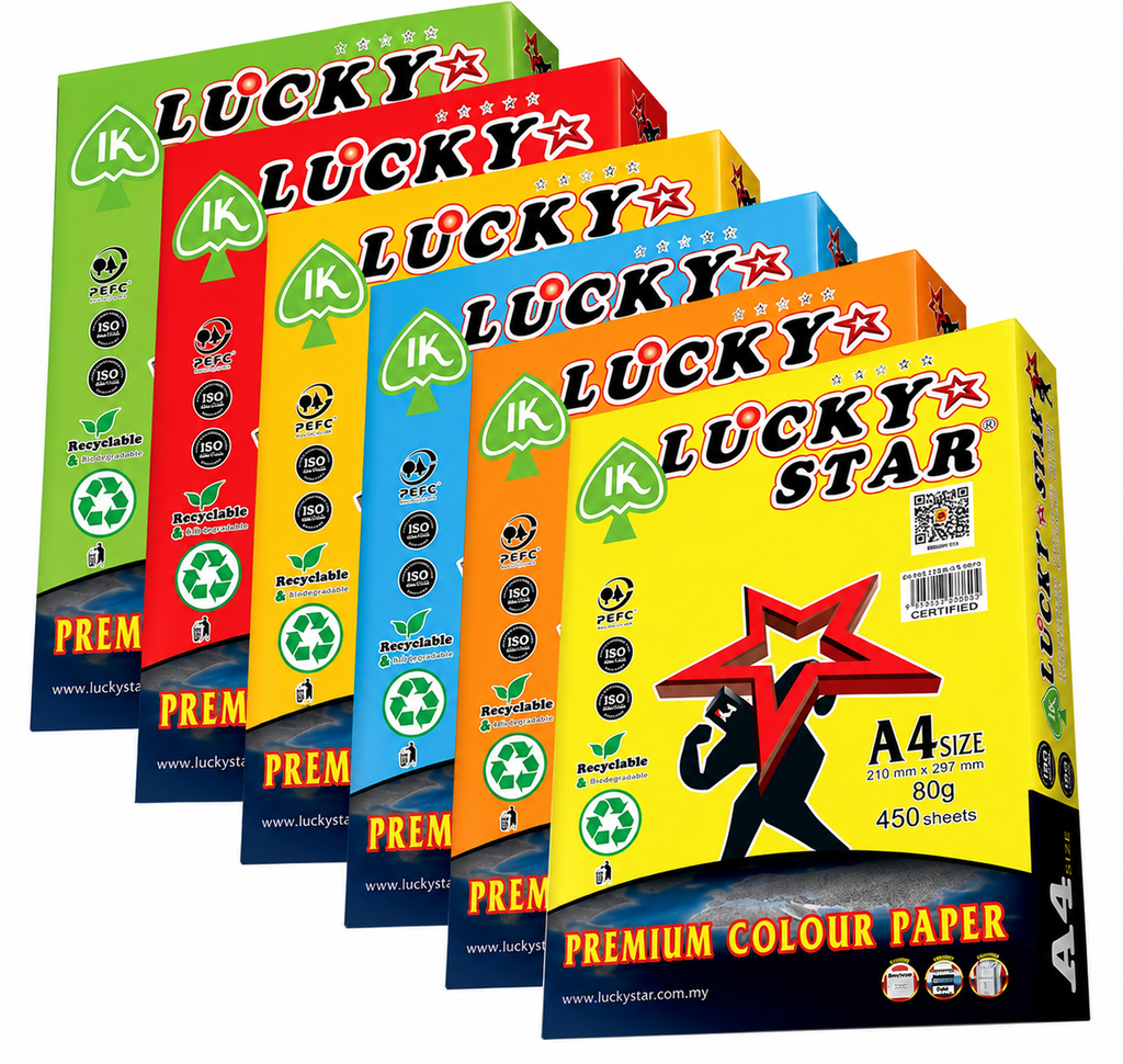 Lucky Star A4 Colour Paper 80GSM (25 Sheets / Pkt) [Dark & Light & Cyber & Special Colour]