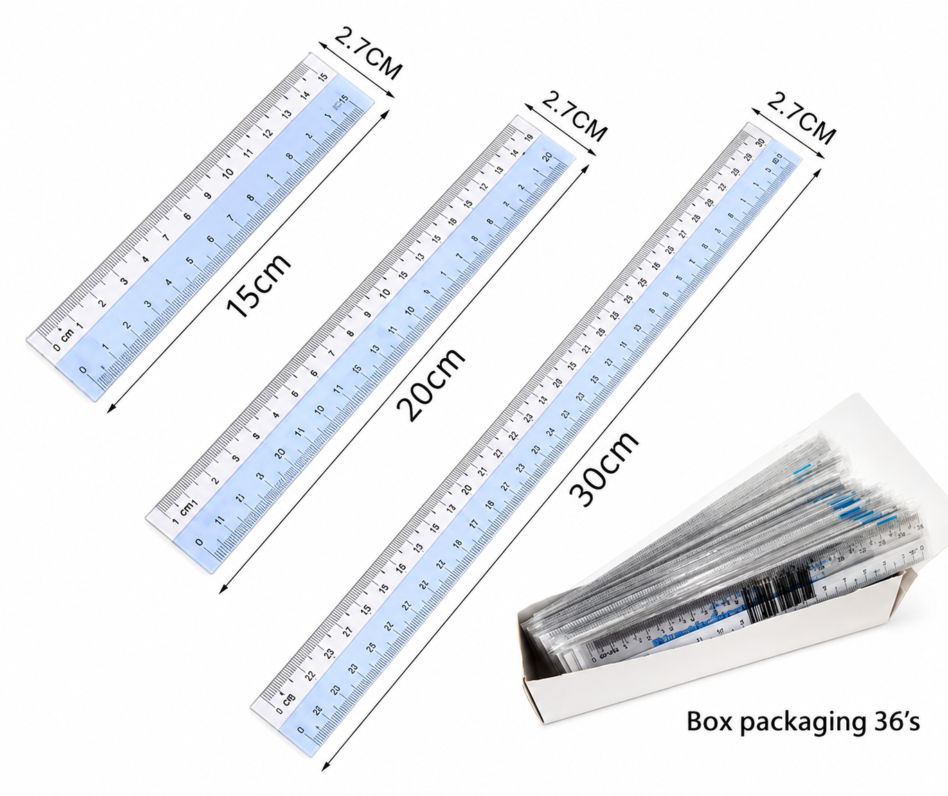Ruler Pembaris Plastic Straight Ruler 15cm 20cm 30cm