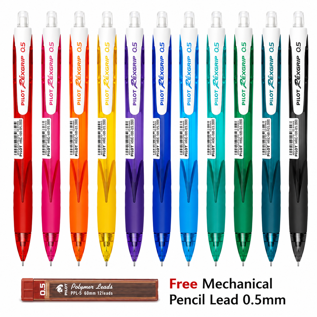 Pilot Rexgrip Mechanical Pencil HRG10R5 Eight Pastel Colour 0.5/0.7mm