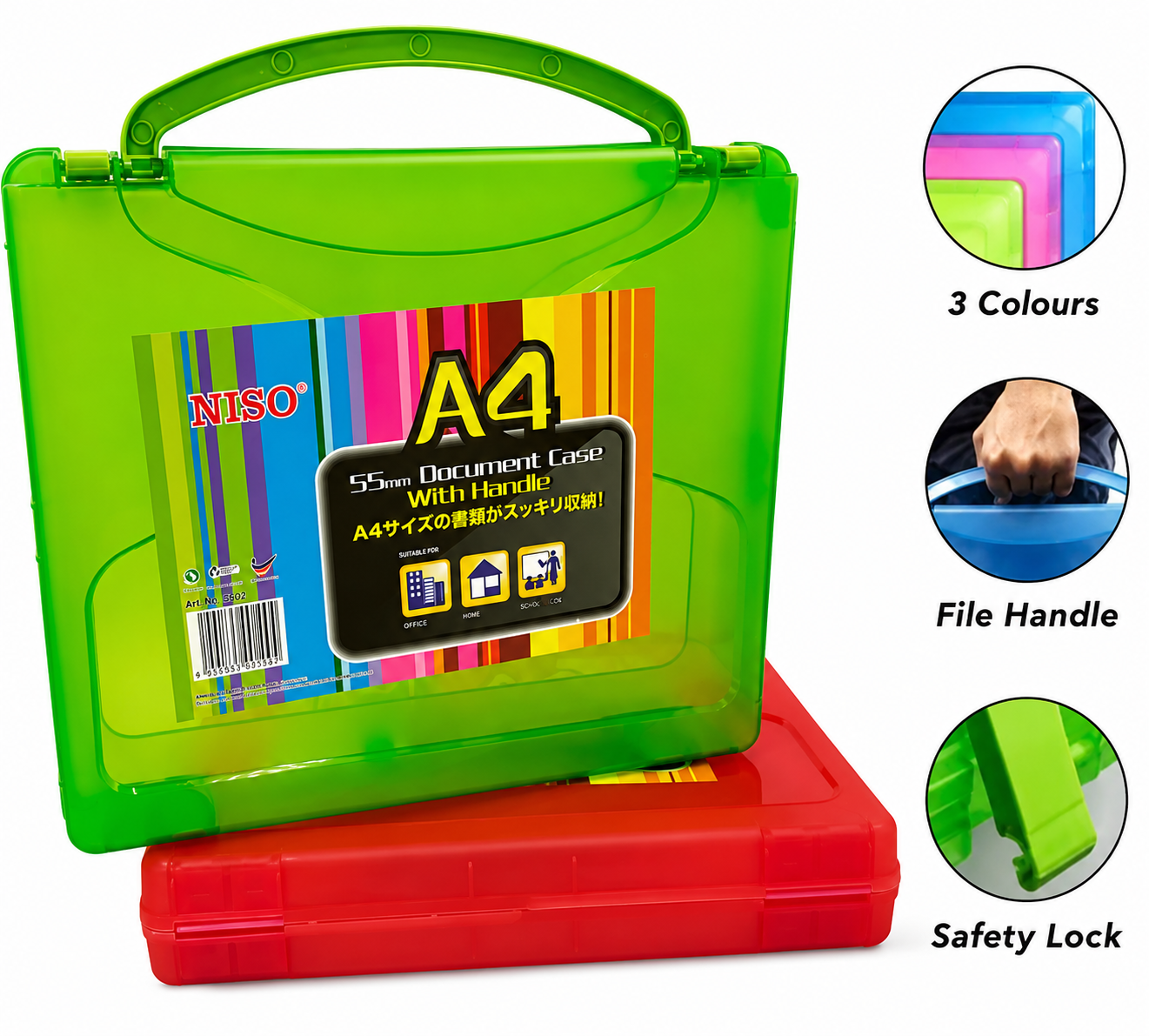 Niso A4 Document Case With Handle /Bekas Plastik A4 With Handle 55mm 8150