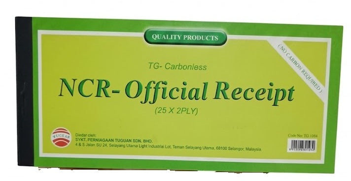 Tuguan NCR Official Receipt TG1054