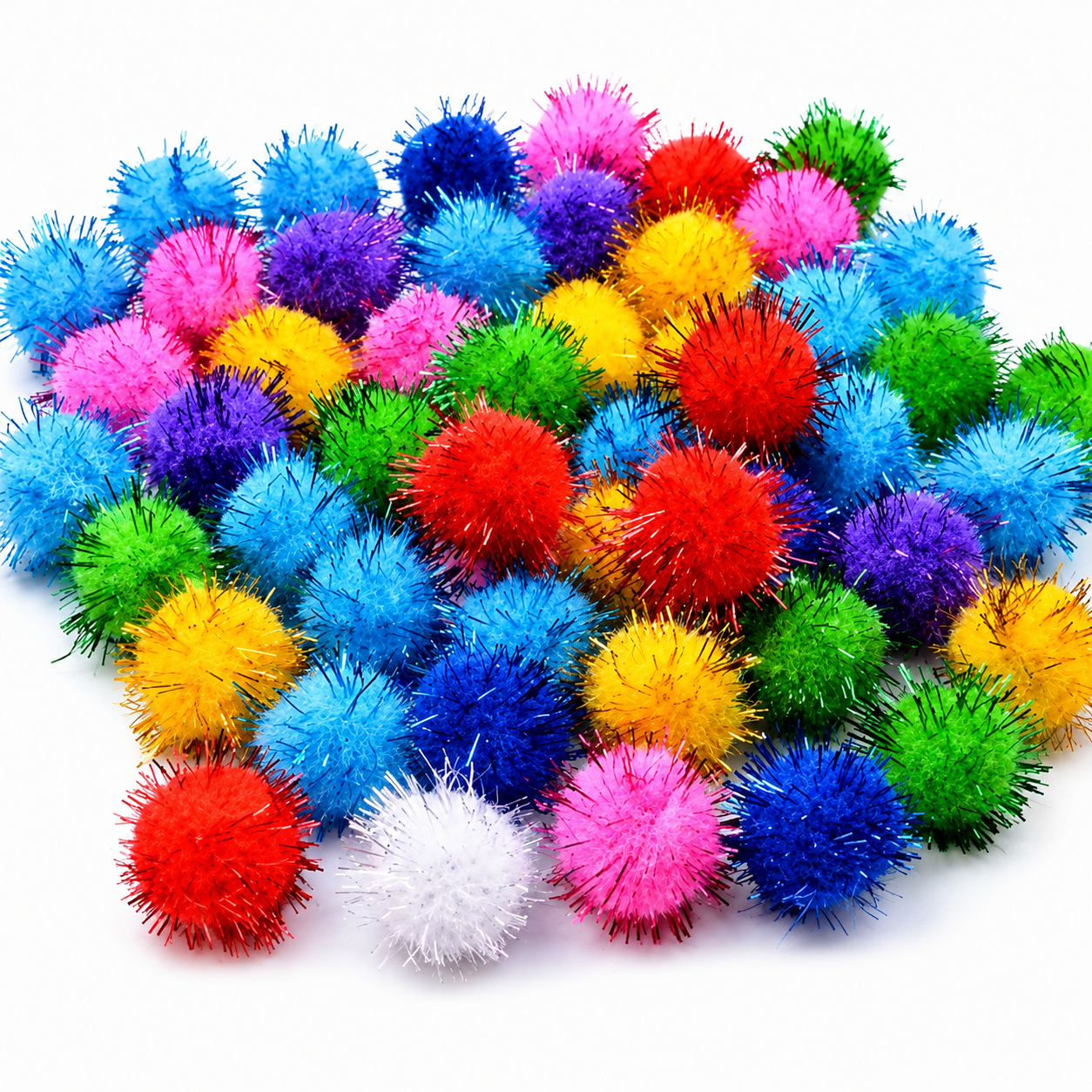 Mixed Soft Round Shaped Pompom with Shinny Glitter Felt Craft Balls DIY