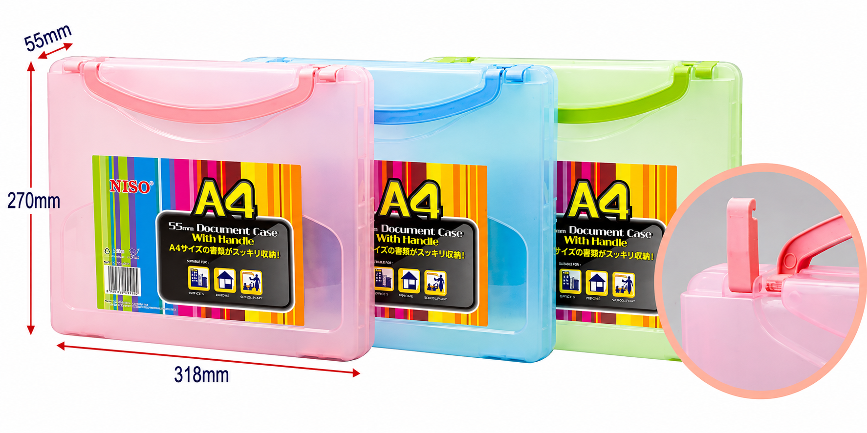 Niso A4 Document Case With Handle /Bekas Plastik A4 With Handle 55mm 8150