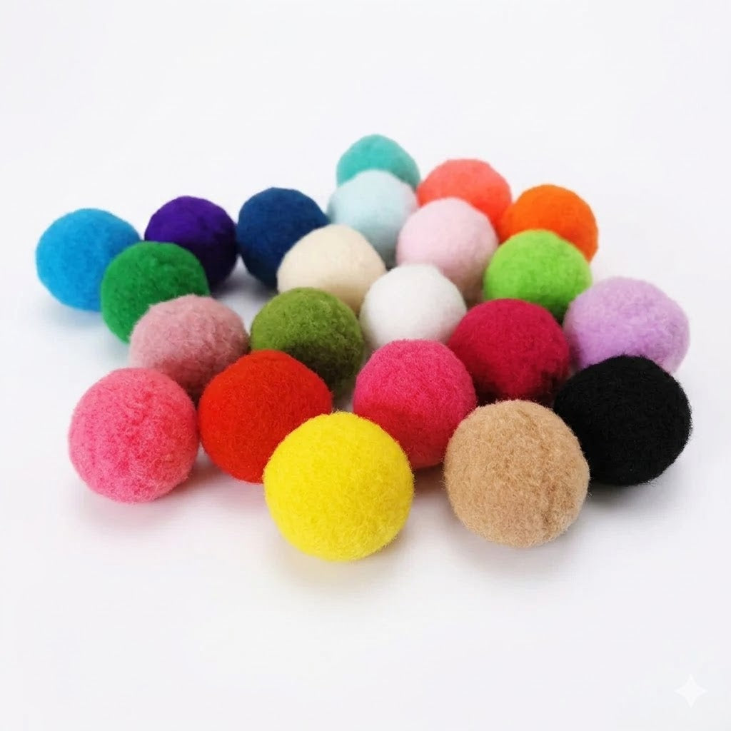 Mixed Soft Round Shaped Pompom with Shinny Glitter Felt Craft Balls DIY