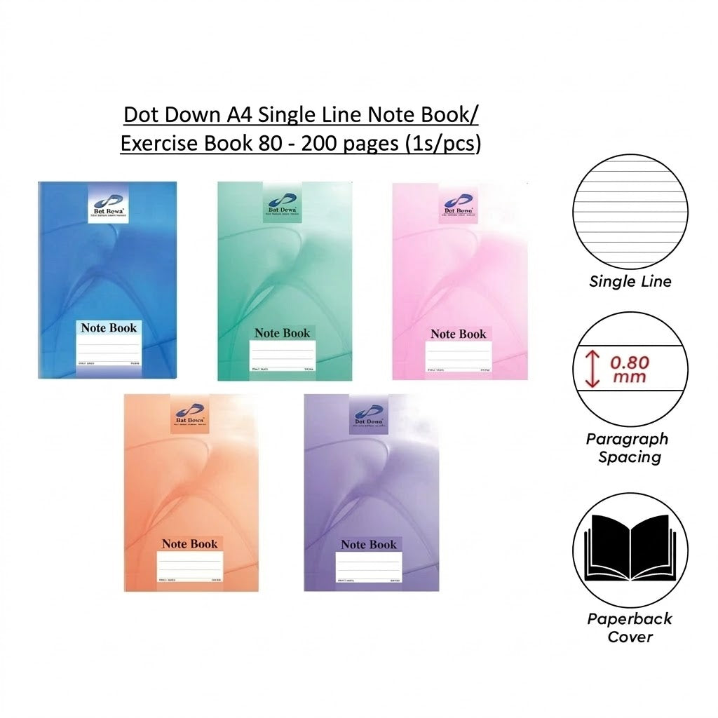 Dot Down A4 Note Book 80 /100/ 120 /160 /200 Pages DD1104