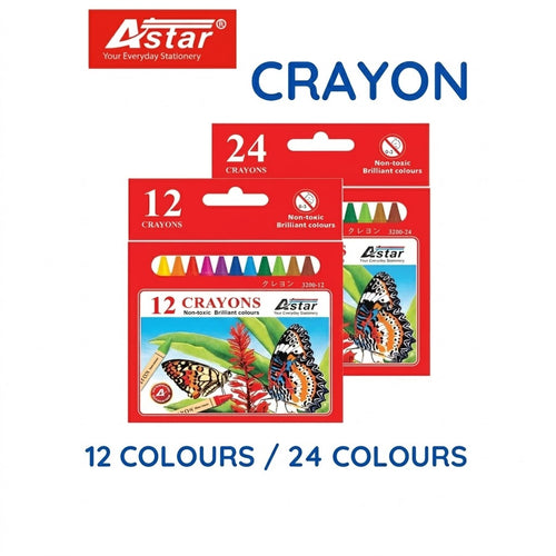 Astar 12/ 24 Crayons Non Toxic Brilliant Colour (3200-12)