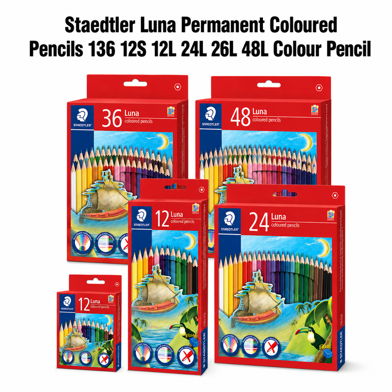 Staedtler Luna Permanent Color Pencils 12s/12L/24/36 Colours