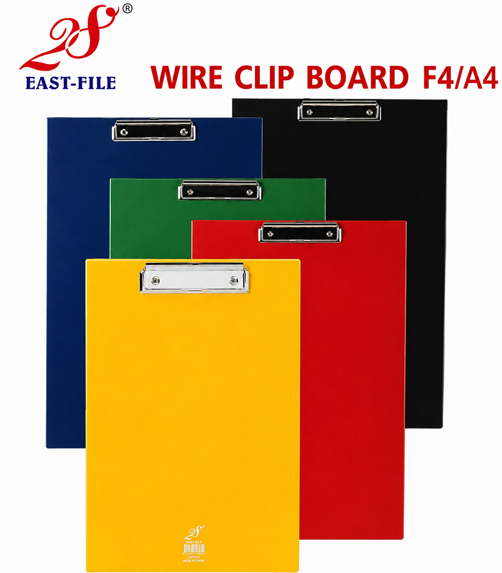 East File PVC Clip Board (Wire Clip)/Papan Klip PVC (Klip Kawat)/File Filing/F4)- 1 Pcs