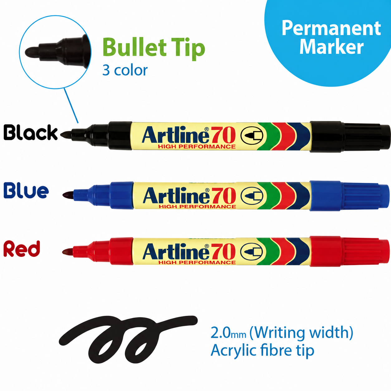 Artline 70 Permanent Marker Bullet Tip (Pen marker dakwat kekal)