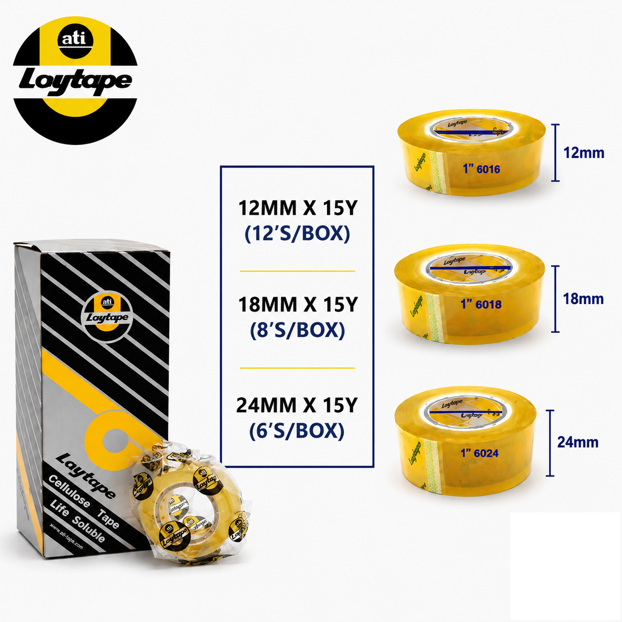 Loytape Tape 12mm / 18mm / 24mm X 15y (price per 1pc)
