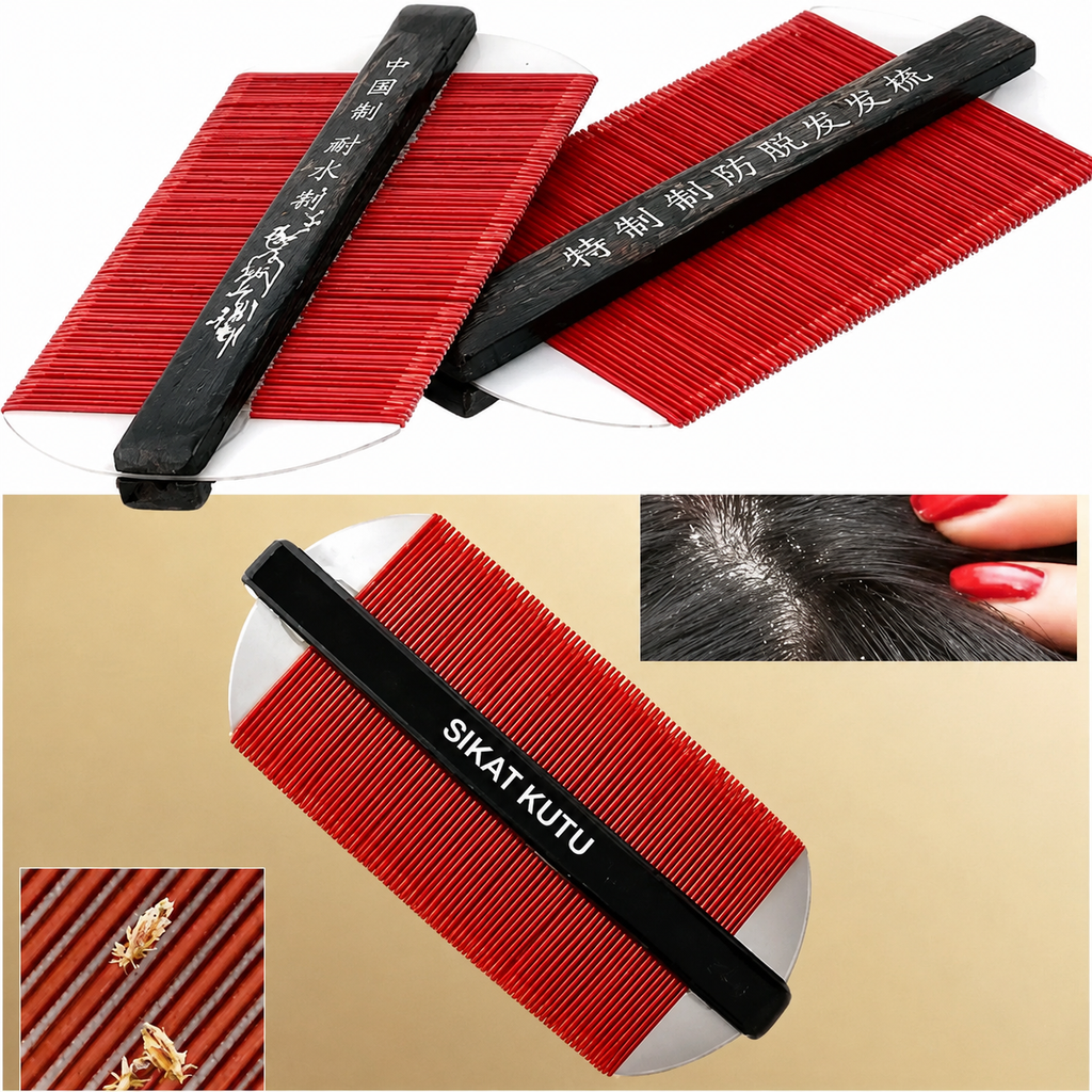 Bamboo Hair Lice Comb Sikat Kutu Plastik Buluh Tak Tajam 密梳 去头皮梳子 去头屑梳子 1's