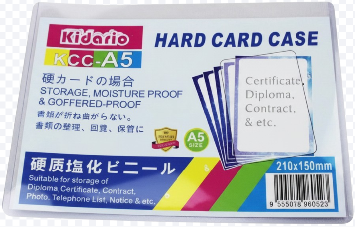A3/ A4/ A5 Hard Card Case / Hard PVC Clear Case For Name Card, Memo, Certificates (Hard material)