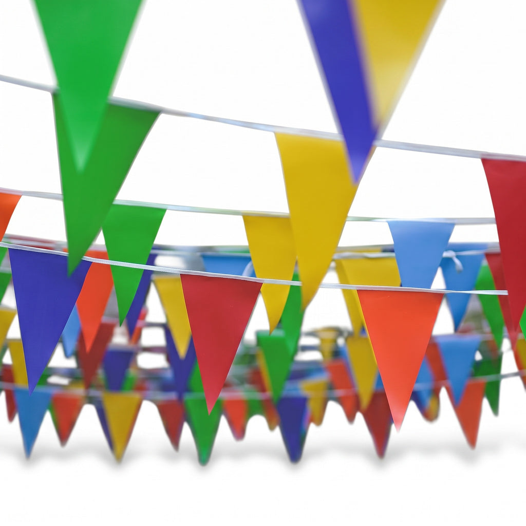 COLOURFUL BUNTING PLASTIC FLAG - 9 METER