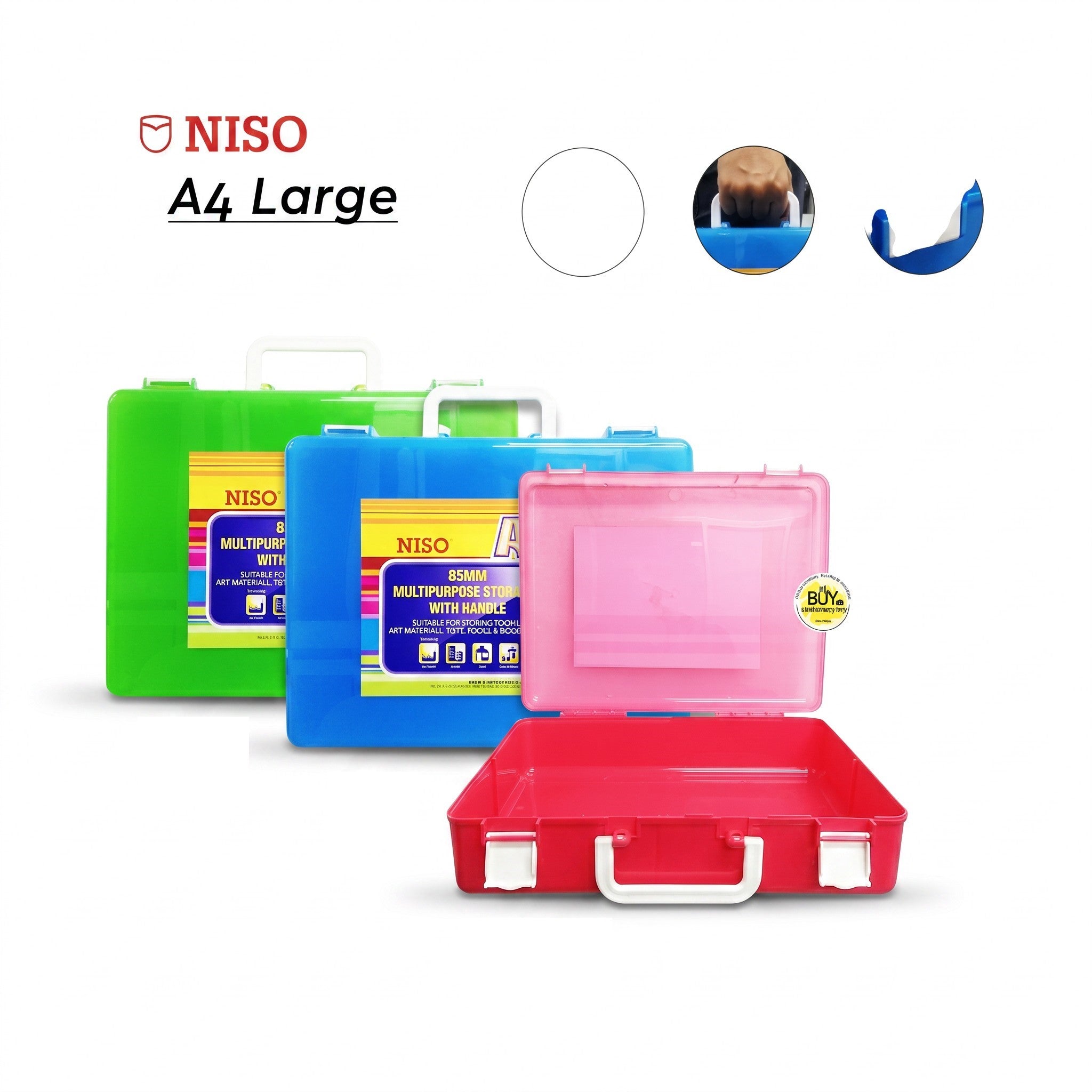 Niso 8185 A4 85mm Document Case With Handle / A4 Plastik Box / A4 Kotak Fail Plastik