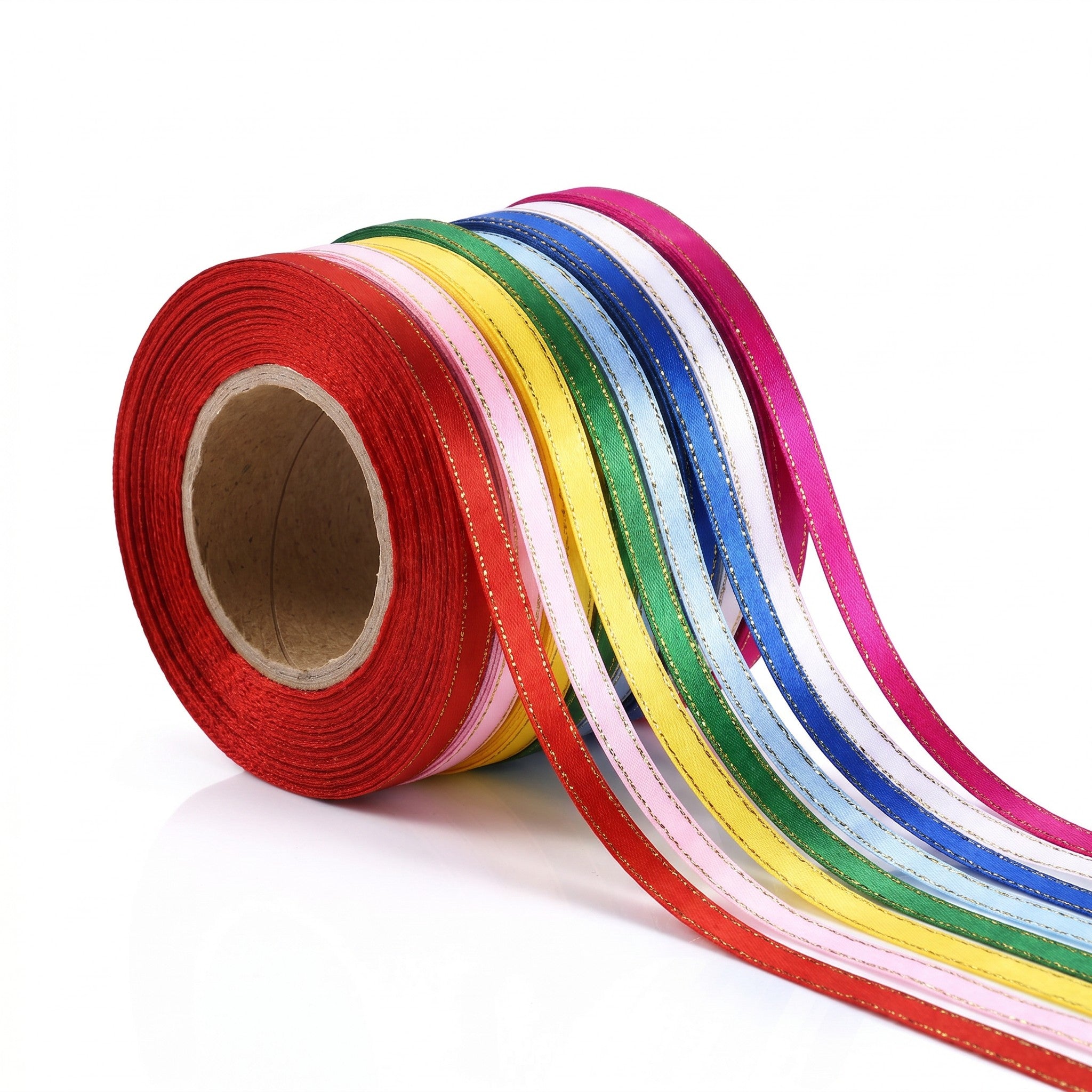 NYLON RIBBON 1/4 PLAIN & GOLD EDGE SATIN RIBBON  (0.60 CM) 1PC
