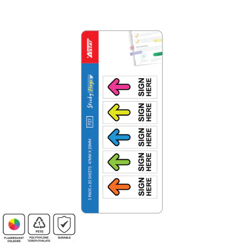 Astar Removable PET 'Sign Here' Sticky Note P27/P28/BQ01