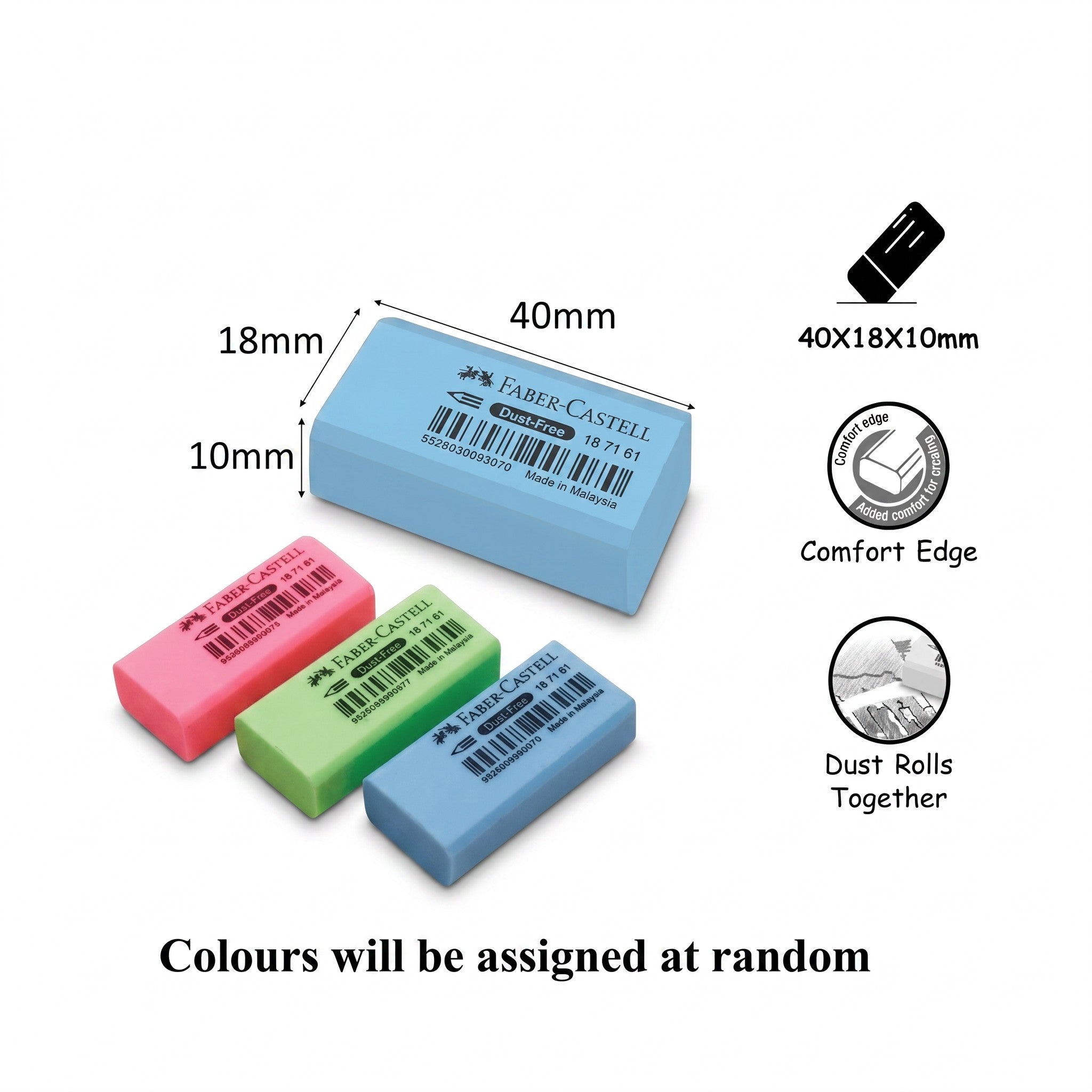 FABER CASTELL DUST FREE ERASERS (30PCS/BOX) 187161