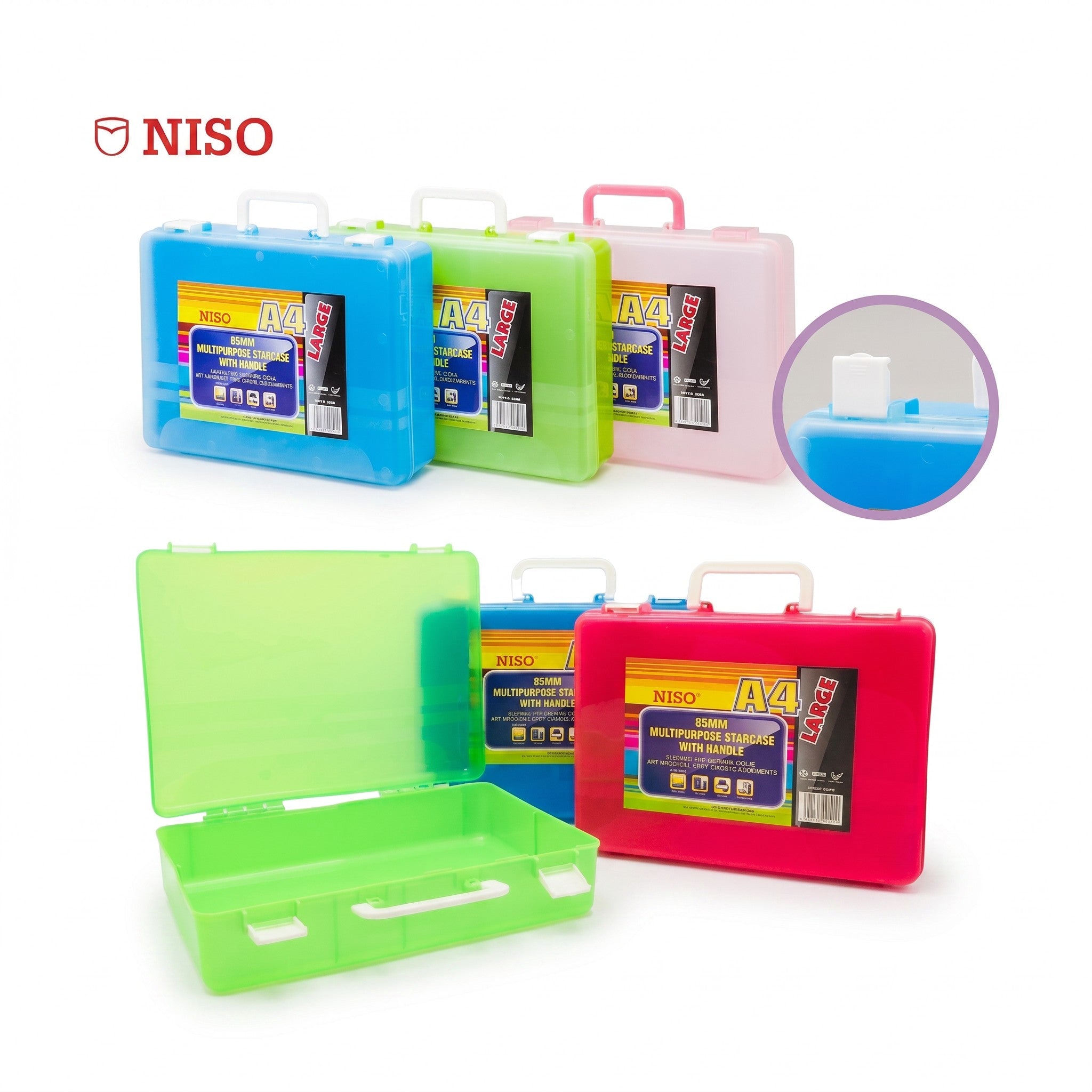 Niso 8185 A4 85mm Document Case With Handle / A4 Plastik Box / A4 Kotak Fail Plastik