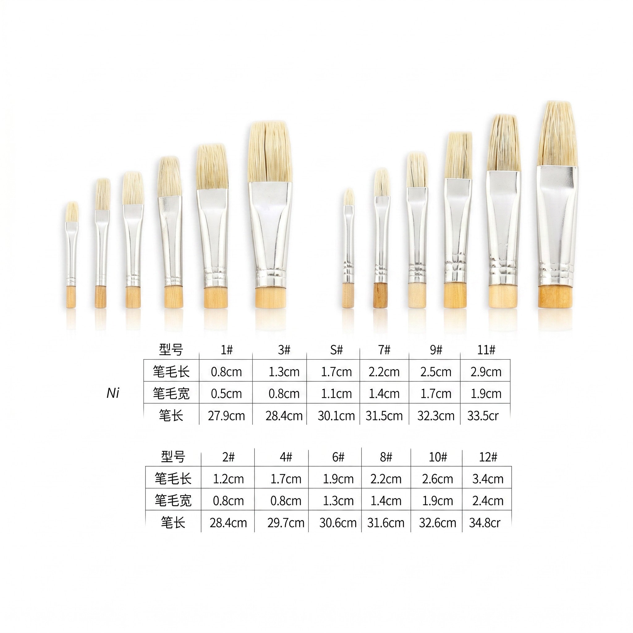 Painting Brushes Flat Nylon Artist Brushes for Watercolor No.579 1-12