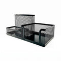 Students Office Desk Mesh Style 3 Compartments Metal Pen Holder (9058)