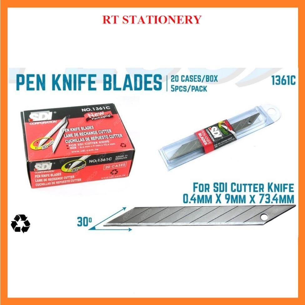 SDI Cutter Knife Blade Refill 1361C/  SDI 30 Degree Angle Snap Blade / Mata Pisau Kecil 1361C