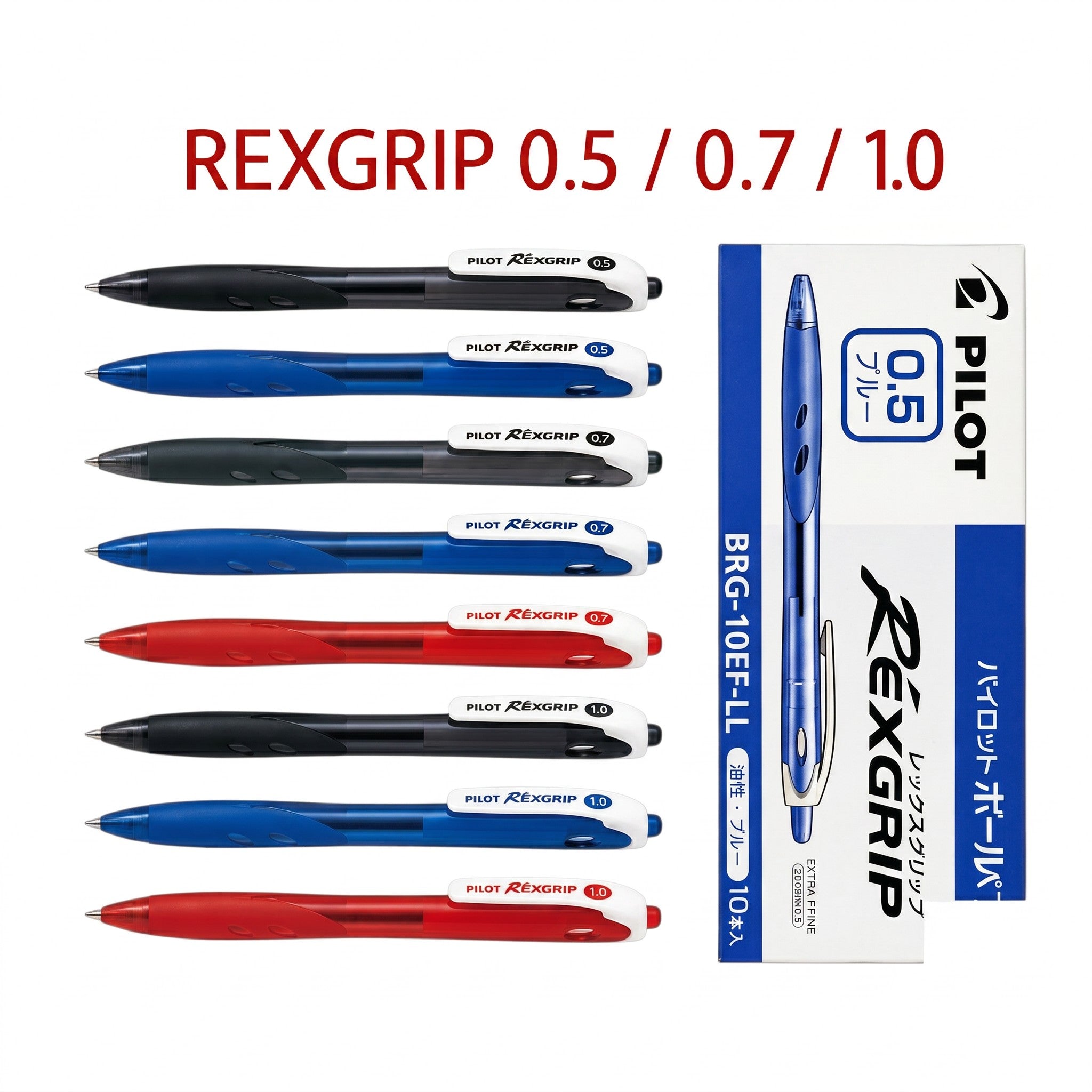 Pilot Rexgrip Ball Point Pen | 0.5  / 0.7 / 1.0 mm