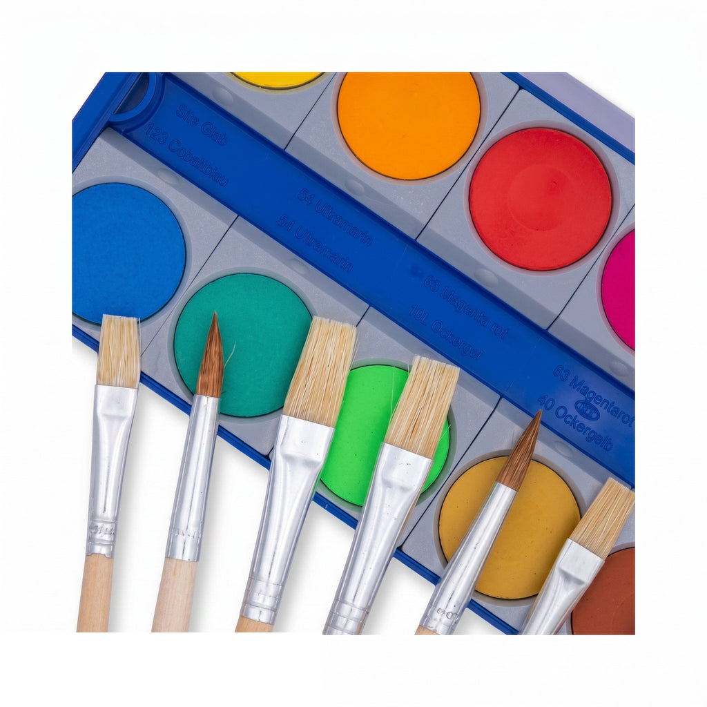 Astar Artist Nylon Brush Set of 6 in 1 (Flat / Round) Watercolour brush / Berus Seni Lukisan