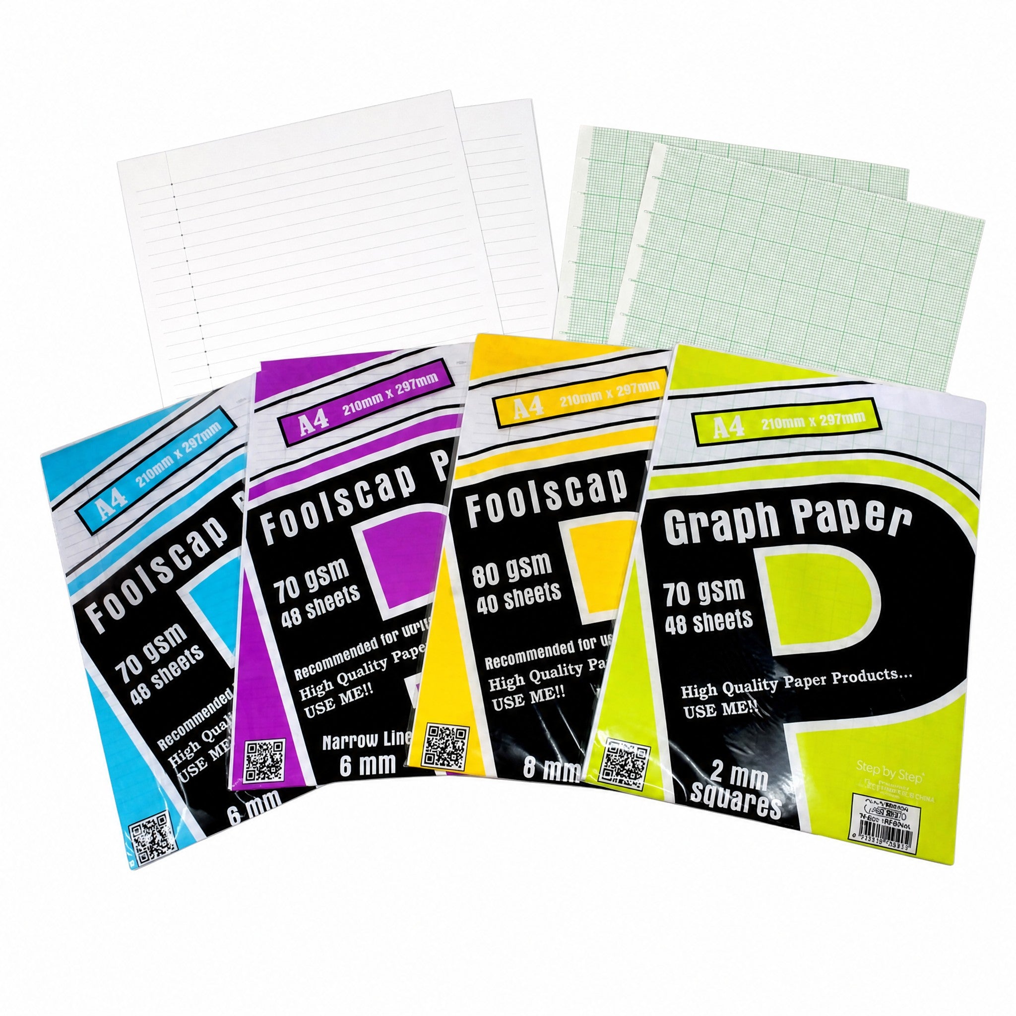Step by Step A4 Foolscap Paper// Plain Paper/ Single Line Paper (70g/80g)